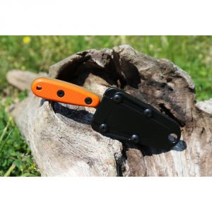 ESEE Izula Dark Earth Fixed Blade Knife w/ Orange G10 Handles and Molded Polymer Sheath